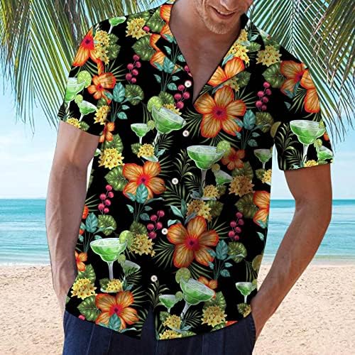 RUIY Мъжка Риза с къс ръкав копчета, Хавайски Ежедневни Ризи в Ретро стил, Модни Тениски с Графичен Принтом,