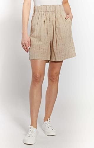 Дамски къси панталони-бермуди O A T NEW YORK с висока засаждане, Еластичен колан и функционални джобове
