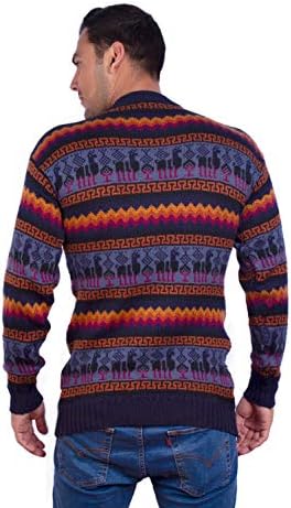 Мъжки пуловер INTI ALPACA Crewneck Тъмно-Син цвят от Алпака с кръгло деколте - Зимния пуловер