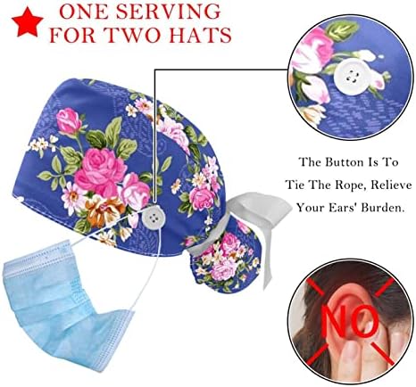 2 Опаковане на Цветни шапки за еднократна употреба-Ексфолианти За медицински Сестри, Жена с Дълга Коса, Регулируема