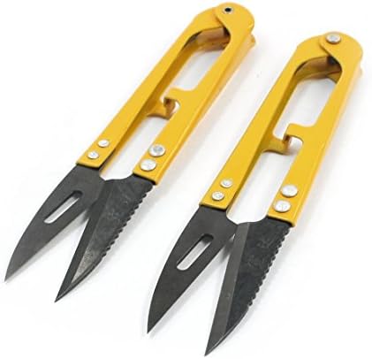 IIVVERR 2 ЕЛЕМЕНТА Метален Нож с Остър нож, Риболовни Ножици от рециклирана въжето Жълто (2 ЕЛЕМЕНТА Метален