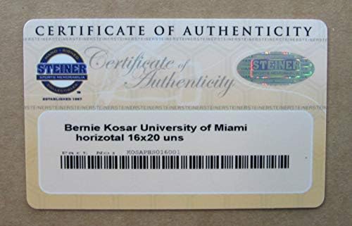 Бърни Косар Университета на Маями Подпис/Auto 16x20 Снимка В рамка Steiner 157394