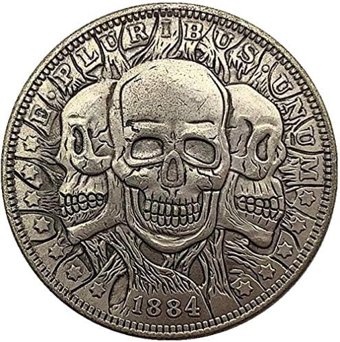 1884 Блуждающая Монета Главата на Черепа с Медна и Сребърна Възпоменателна Монета са подбрани Монета С Релефни
