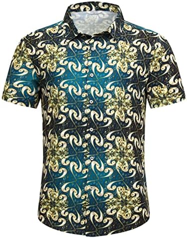 Шелуки Мъжки Хавайски Ризи С Къс ръкав Ежедневни Ризи с Копчета Лятна Плажна Риза С Тропически Цветен Модел