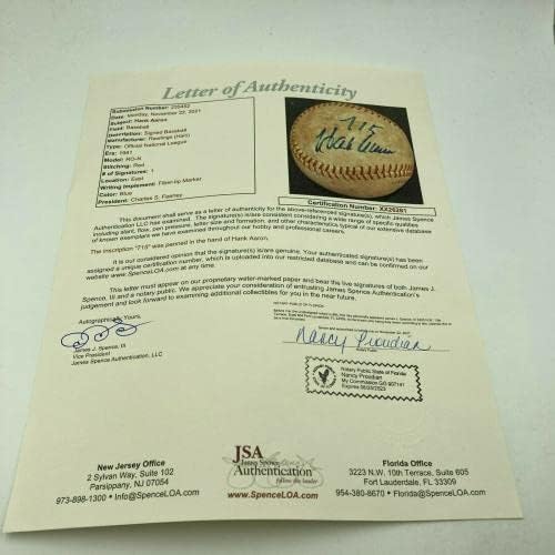 Рядко Ханк Аарон 715 HR Подписа Винтажную мач от Националната лига на Стари Бейзбол JSA COA - MLB С Автограф