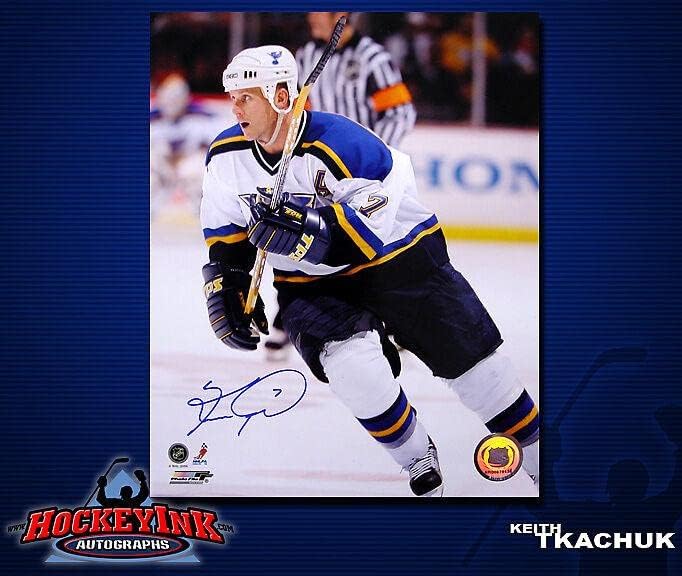 Кийт Tkachuk ПОДПИСА снимка на Сините 8Х10 -70393 - Снимки на НХЛ с автограф