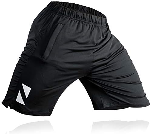 Спортни спортни къси панталони с джобове с цип - Пот Wicking Gym Short (Черен)