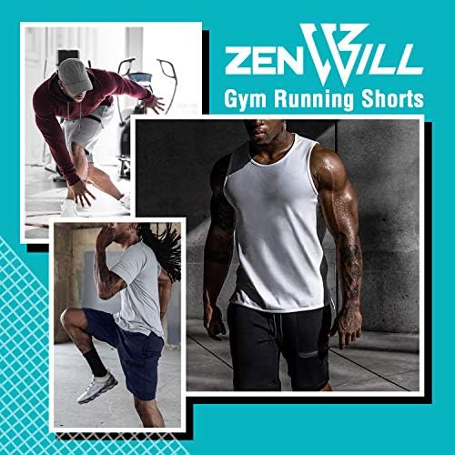 ZENWILL Мъжки Шорти за Бягане със Странично Закопчаване, къси Панталони за Фитнес във Фитнес Залата, къси Панталони