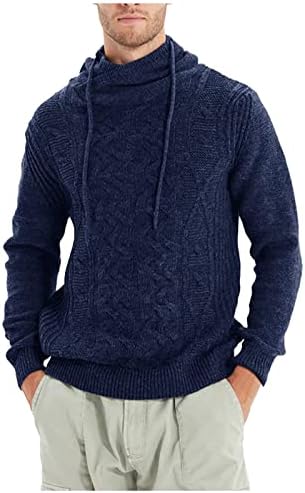 DYGUYTH Мъжки Оборудвана Пуловер с кръгло деколте, Пуловер от Трикотаж, Ежедневни Възли Пуловери С Дълъг Ръкав